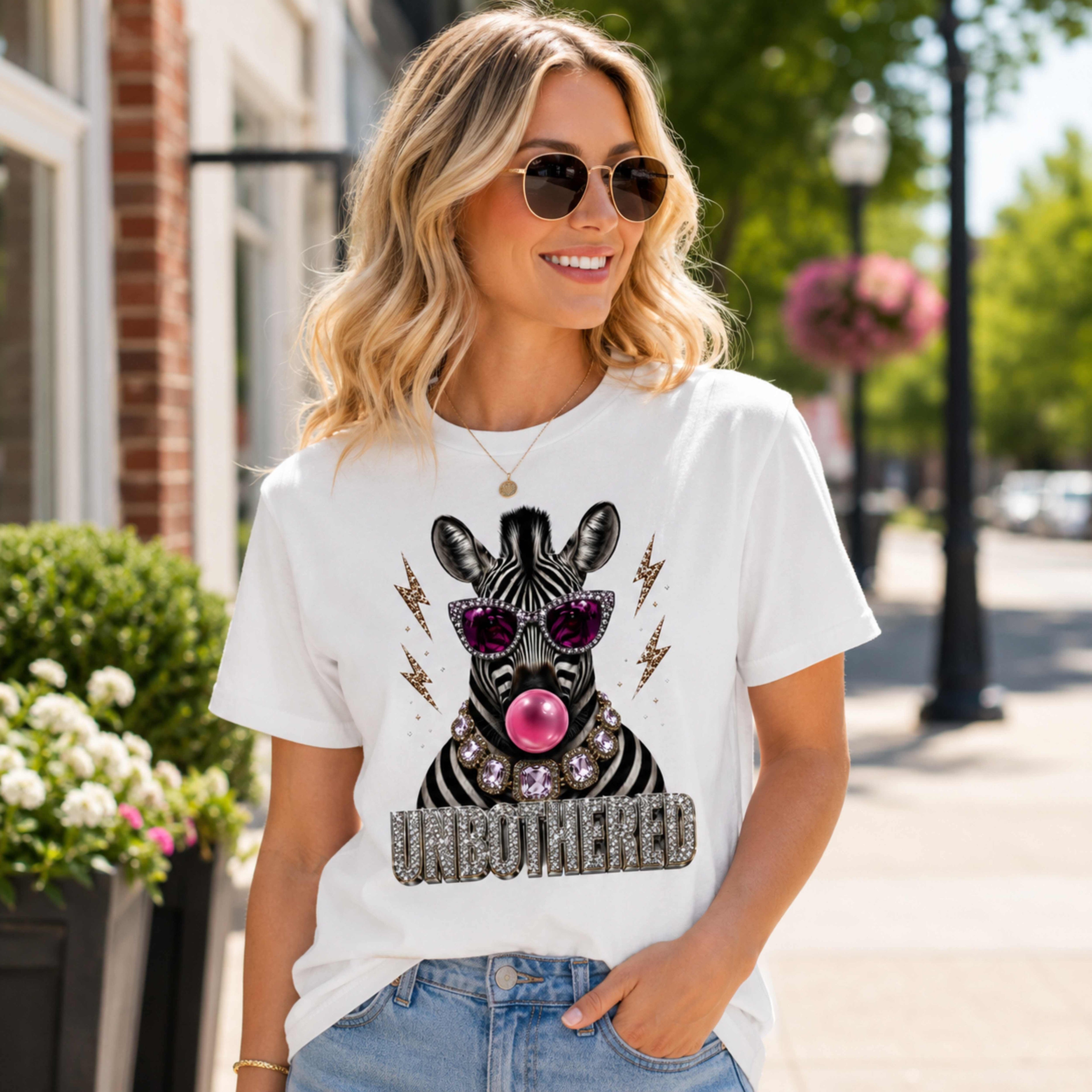 Unbothered Zebra Graphic T-Shirt